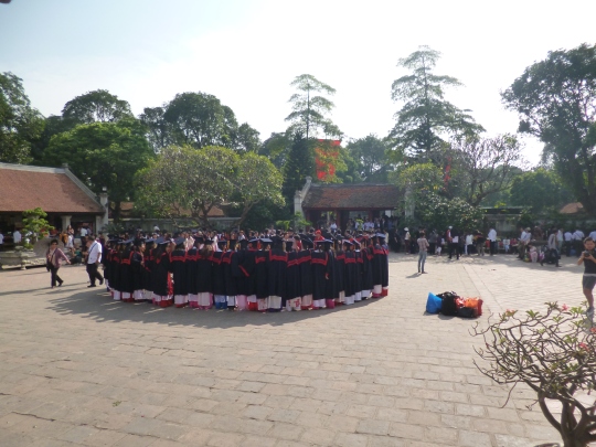 Some of the students gearing up for a group shot at the Temple of Literature