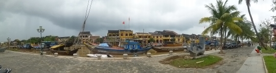 The lovely boats and houses along Hoi An Peninsular