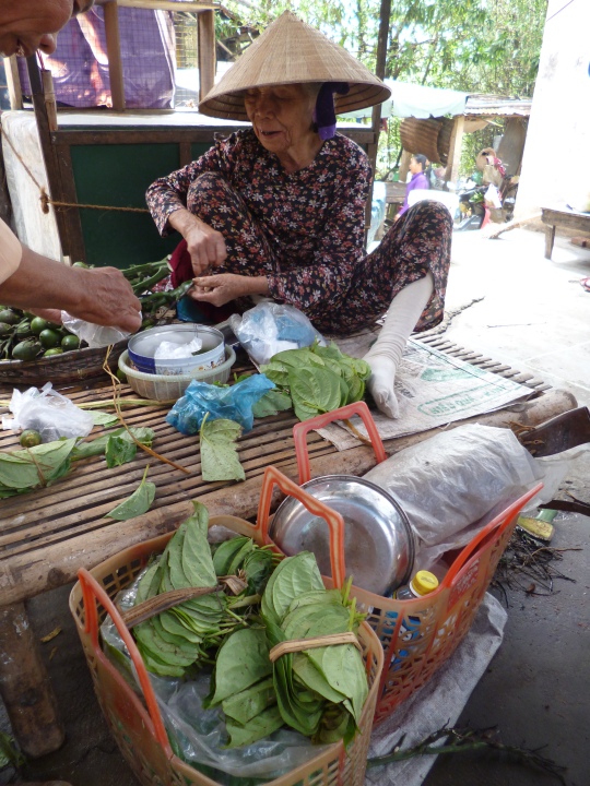 We visited the market where we met this woman sellign betel - it grows wild in the area and is chewed as a mild stimulant, similar to tobacco
